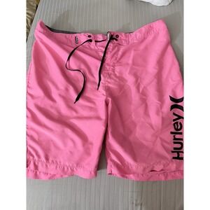 Hurley Drawstring Board Shorts Men's 34 Pink Solid Swim Surf Beach Pool Vacation